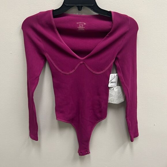 Free People Meg Seamless V-Neck Long-Sleeve Bodysuit XS/S - Picture 2 of 5